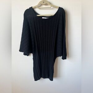 Free People Beach Black Ribbed Knit Tunic Sweater Size S